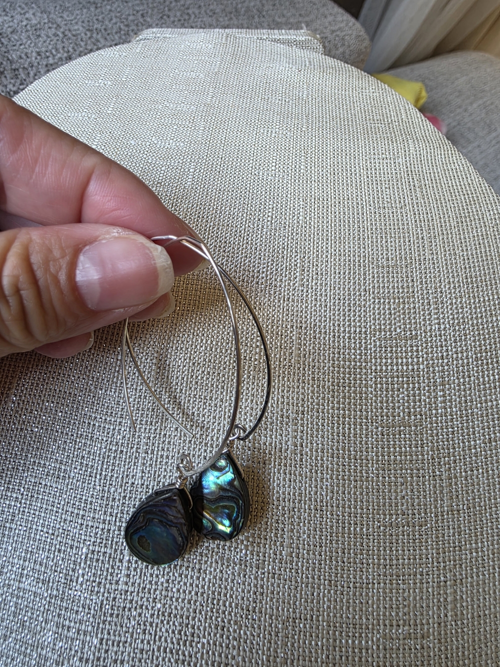 Silver Avalon Shell Marquis Hook Earrings - Picture 9 of 10